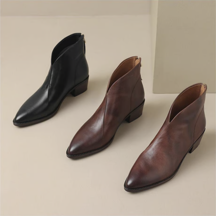 Camille™ – Les Bottines de Luxe à Talon Bas