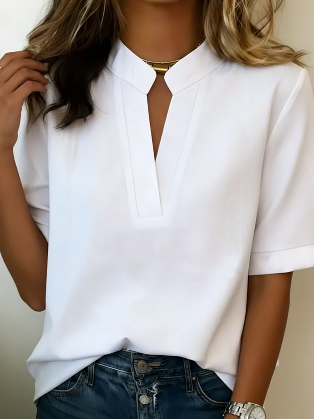 Françoise - Blouse chic à col en V