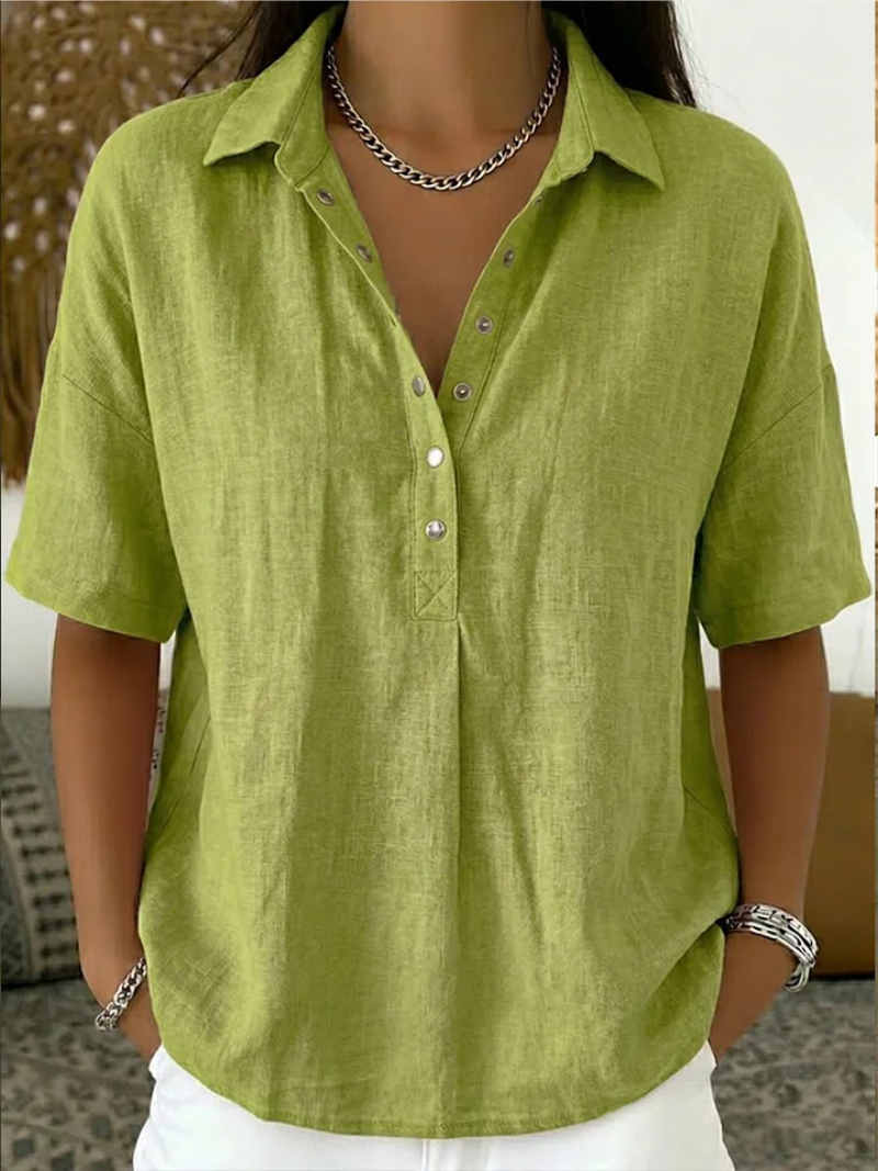 Claire™ — Blouse fluide à col boutonné