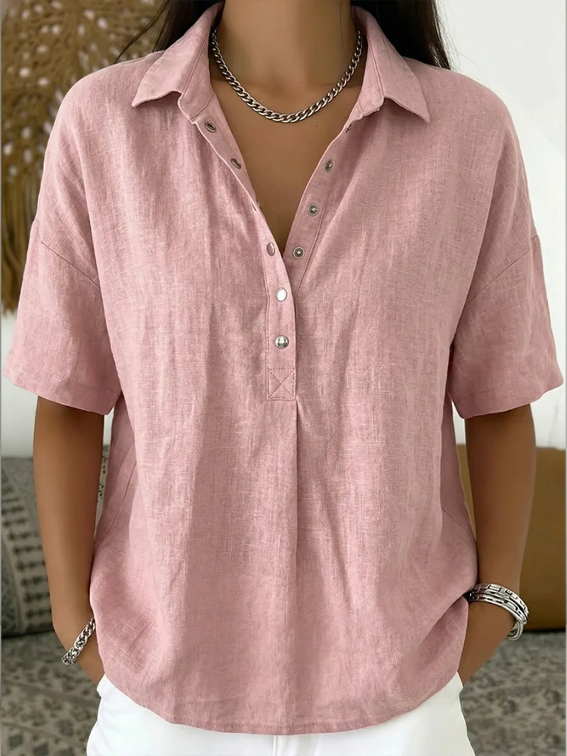 Claire™ — Blouse fluide à col boutonné