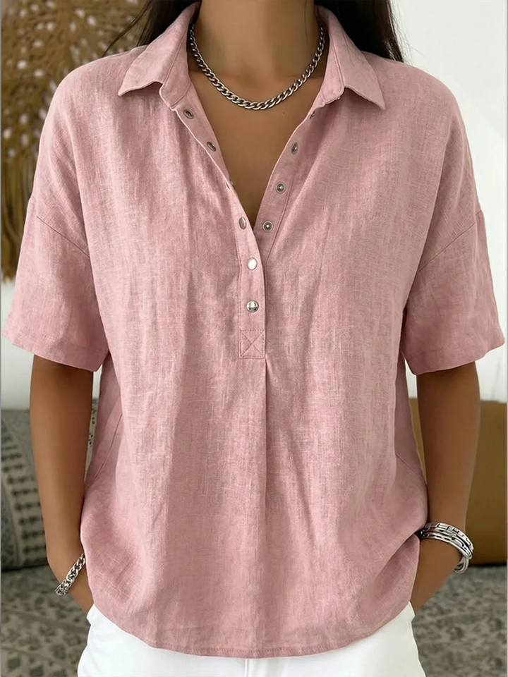 Claire™ — Blouse fluide à col boutonné