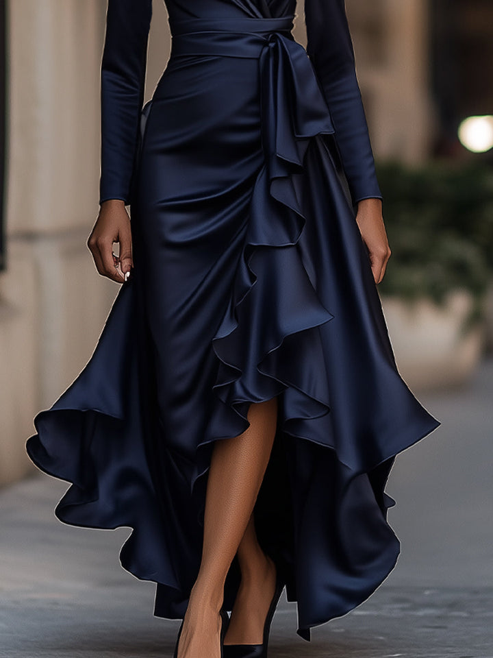Mathilde™ — Robe portefeuille satinée élégance intemporelle