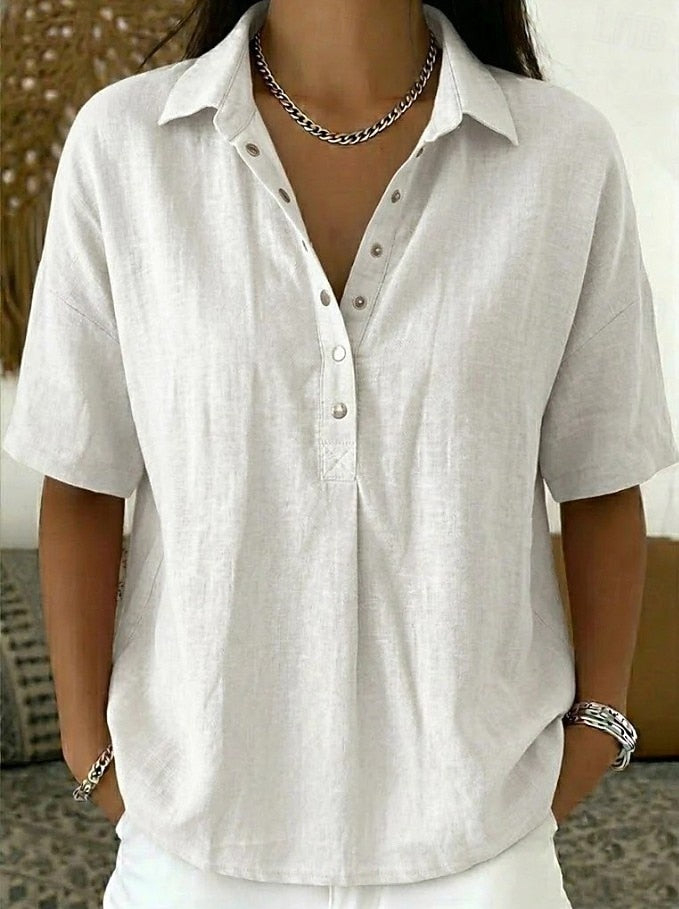 Claire™ — Blouse fluide à col boutonné